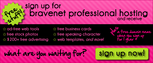 sign up for bravenet professional hosting.