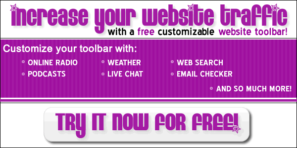 Increase you web site traffic with a free customizable web site toolbar