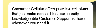 Consumer Cellular offers practical cell plans that just make sense. Plus, our friendly knowledgeable Customer Support is there whenever you need it.