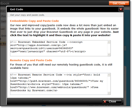 Guestbook Html Code