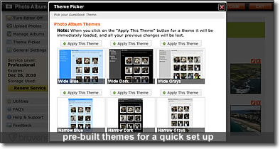 pre-built photo album themes