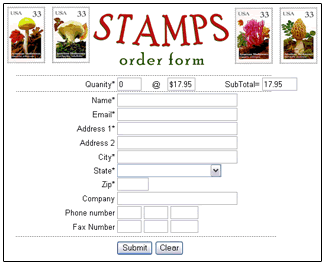 Image displays a sample of Bravenet Email Forms