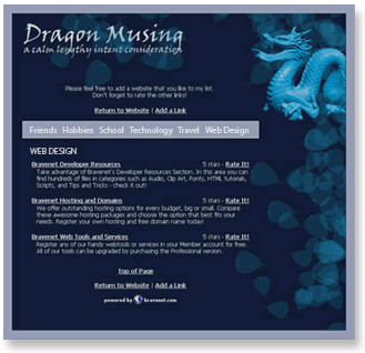 Image displays a sample of Bravenet Free Links