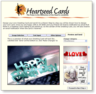 Image displays a sample of Bravenet E-Cards